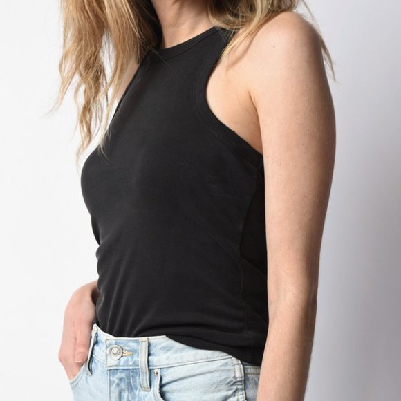 GOOD AMERICAN Micro Rib Tank in Black - Picture 2 of 3